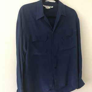 Vintage Silk Buttondown Navy Size 4